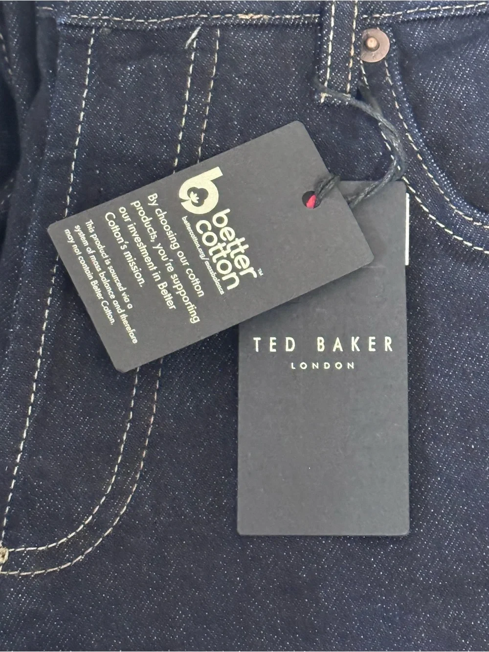 NWT Ted Baker London Dyllon Tapered Fit Stretch Jeans Dark Blue Mens Size 34R